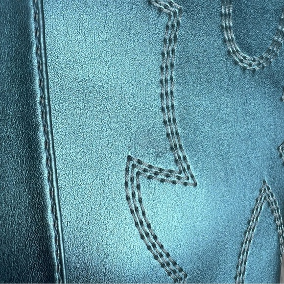 Madden Girl Arizona Knee High Cowboy Boots 7.5M Metallic Blue $99 - Picture 4 of 10